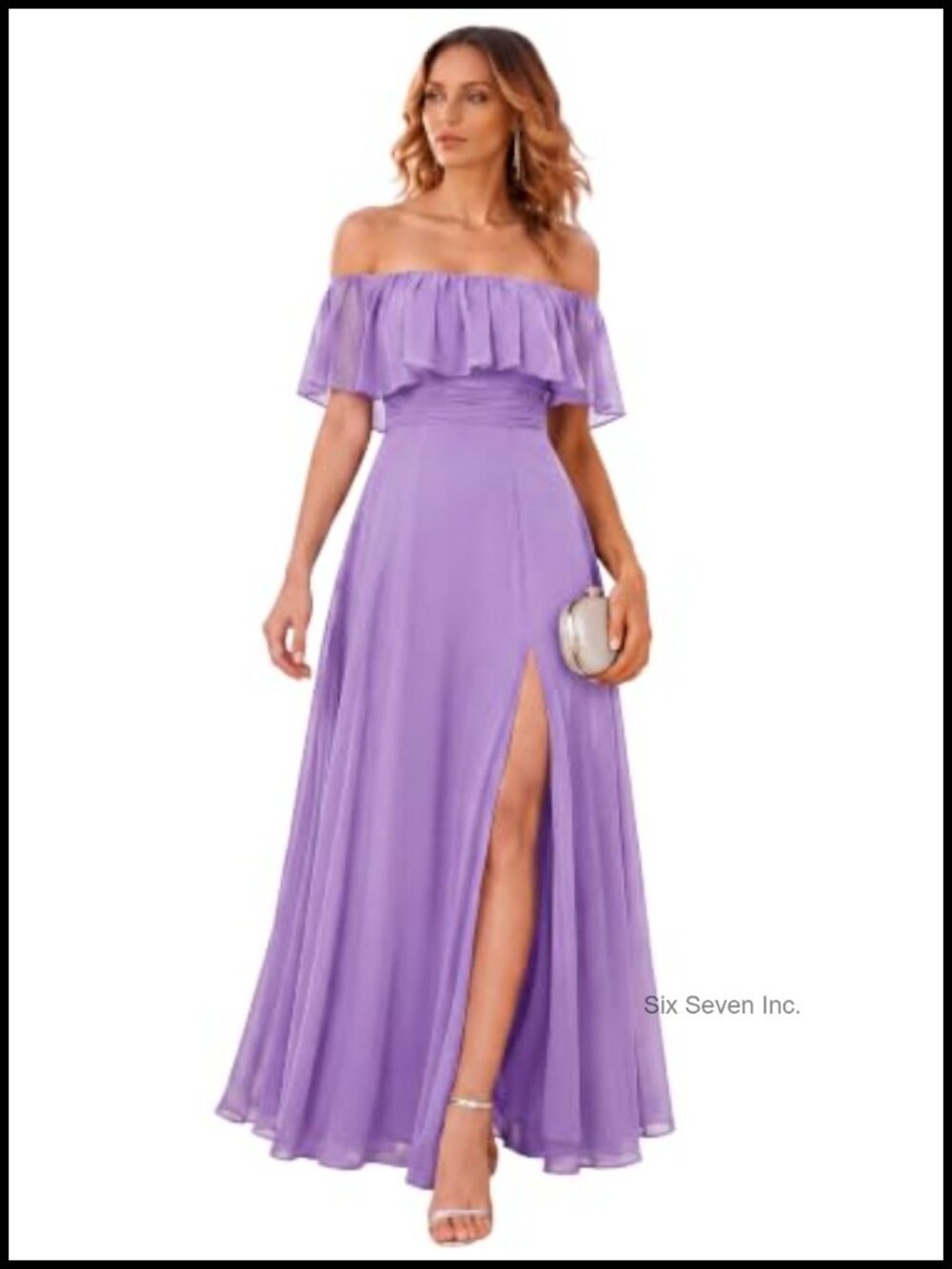 Off Shoulder Chiffon Formal Maxi Dress Bridesmaid